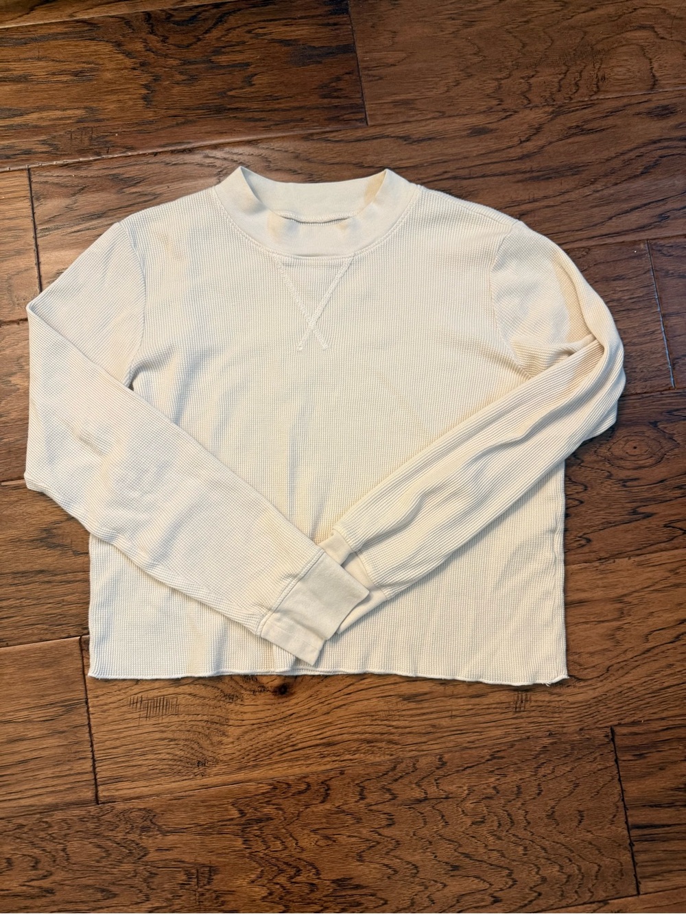 MATE the Label organic cotton Cream Waffle Thermal Long Sleeve Tee, M